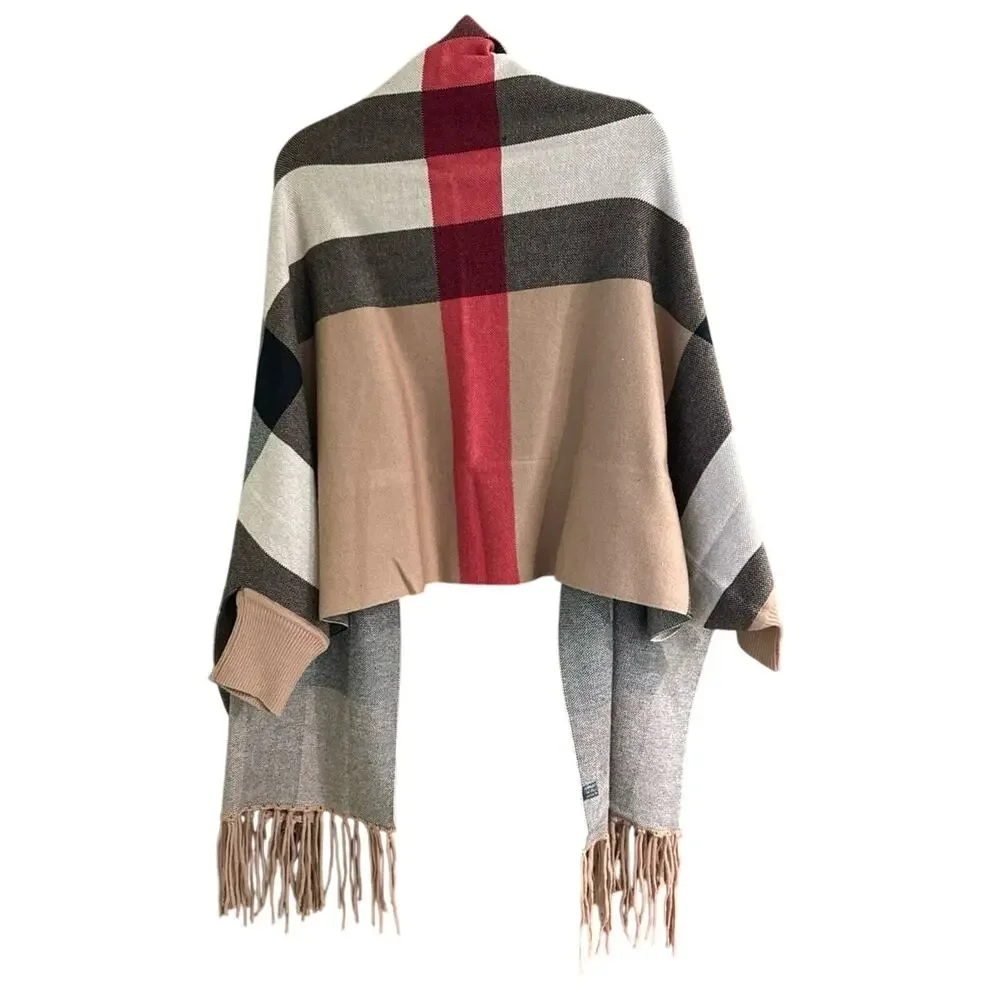 Selene L. Shawl/Scarf /Cover up/Poncho with sleeves - Multi